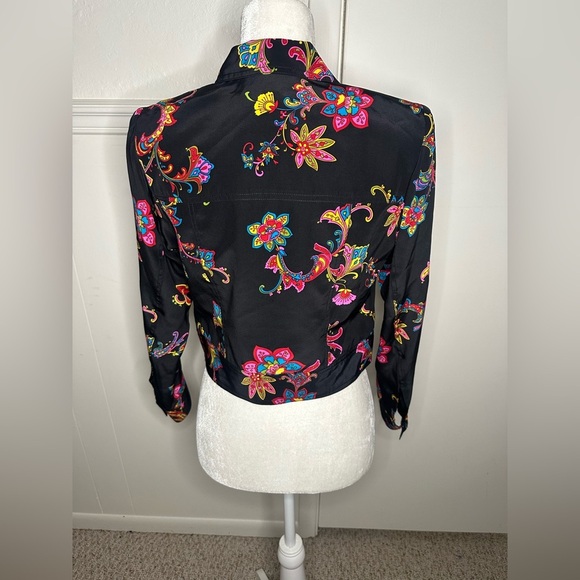 Maggy L Colorful Floral Women's Blazer silk size 4P - Picture 3 of 8